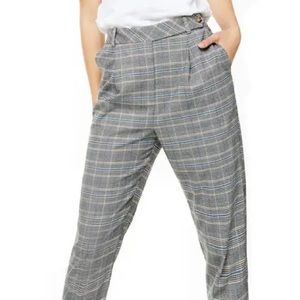 Topshop Tapered Plaid Trousers